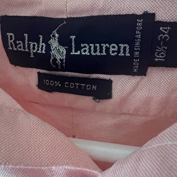 Men’s Vintage Polo Button Down, Pink, 16 1/2 - 34 - Picture 3 of 6
